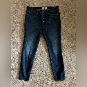 J. Crew 9” toothpick button fly women’s jeans in dark wash